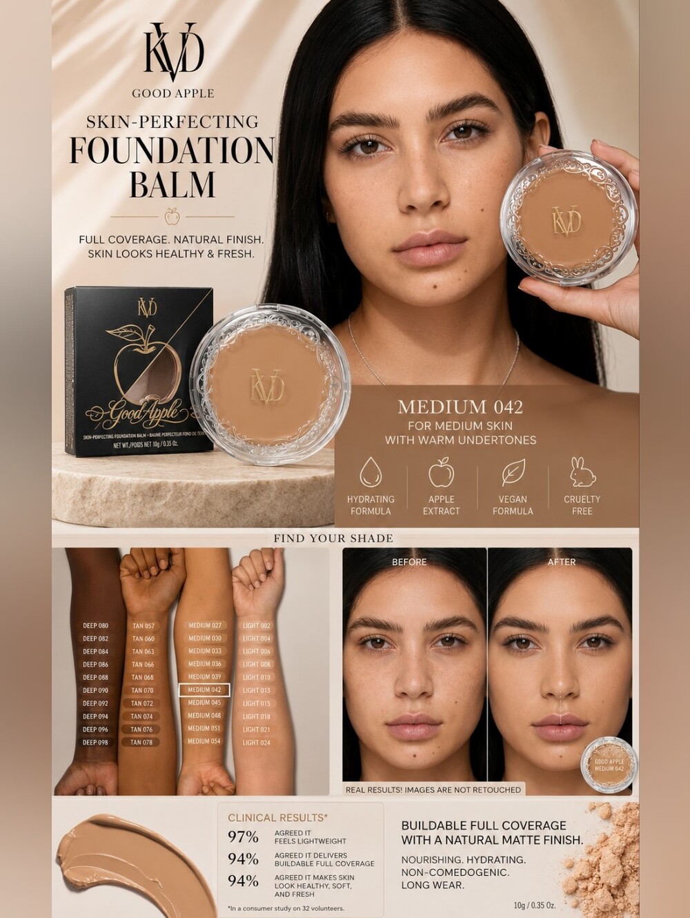 Kat Von D Beauty Good Apple Skin-Perfecting Foundation Balm - Medium 042